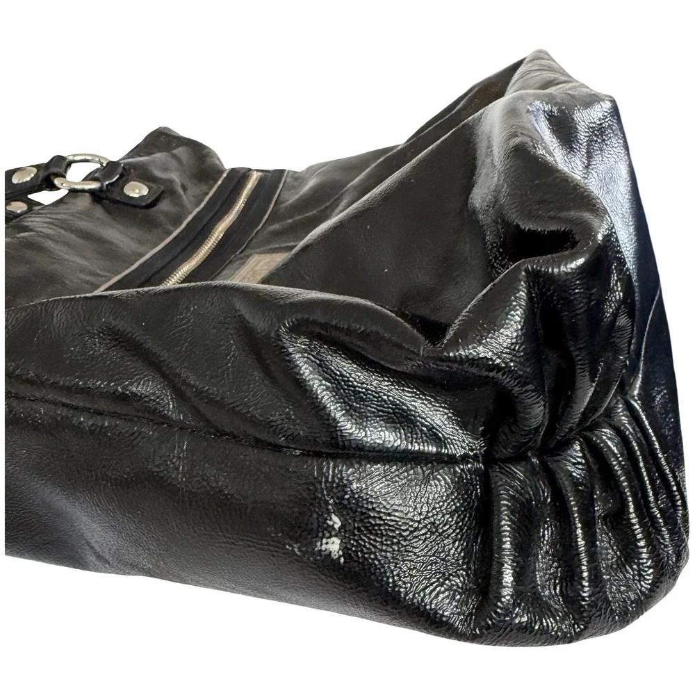 COACH Poppy Large Patent‎ Leather Handbag Shoulder Bag 15791 Black Y2K 2000s - Picture 7 of 16